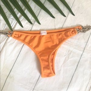 Sexy Orange Thong Bikini Bottom Swimsuit Size S